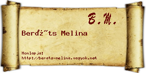 Beráts Melina névjegykártya